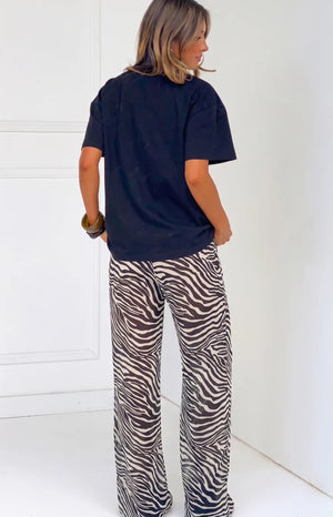 Joplin Black Sheer Zebra Print Pants