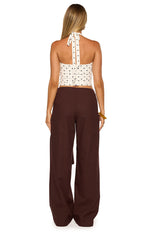 Kady Brown Linen Tie Wide Leg Pants Image