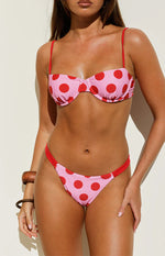 Kaia Pink and Red Polka Dot Bikini Bottoms Image