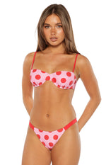 Kaia Pink and Red Polka Dot Bikini Bottoms Image