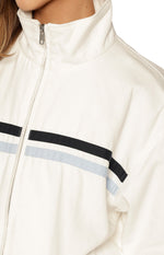 Kalana Cream Contrast Stripe Funnel Neck Jacket Image