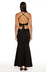 Kelcey Black Sequin Detail Formal Maxi Dress Image