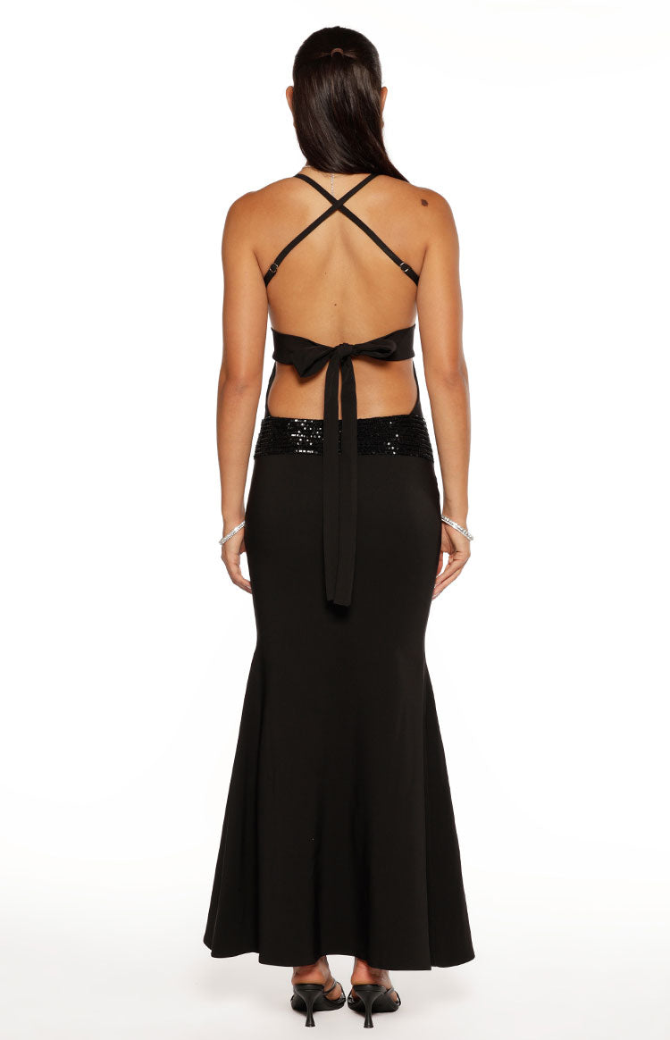 Kelcey Black Sequin Detail Formal Maxi Dress Image
