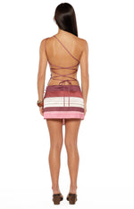 Kendall Pink Stripe Asymmetric Satin Top Image