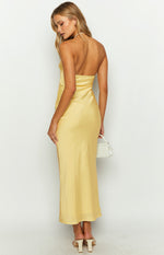 Kenna Yellow Satin Strapless Maxi Dress Image