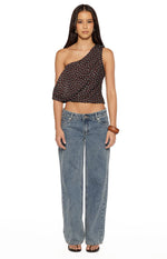 Khamie Brown Polka Dot Off Shoulder Top Image