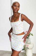 Kierra White Floral Mini Skirt Image