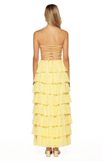 Kim Yellow Strapless Ruffle Maxi Dress Image