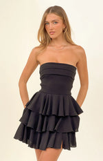 Kimmie Black Strapless Ruffle Mini Dress Image