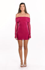 Kofi Wine Long Sleeve Mini Dress Image