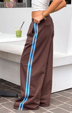 Kosie Chocolate And Blue Stripe Track Pants Image