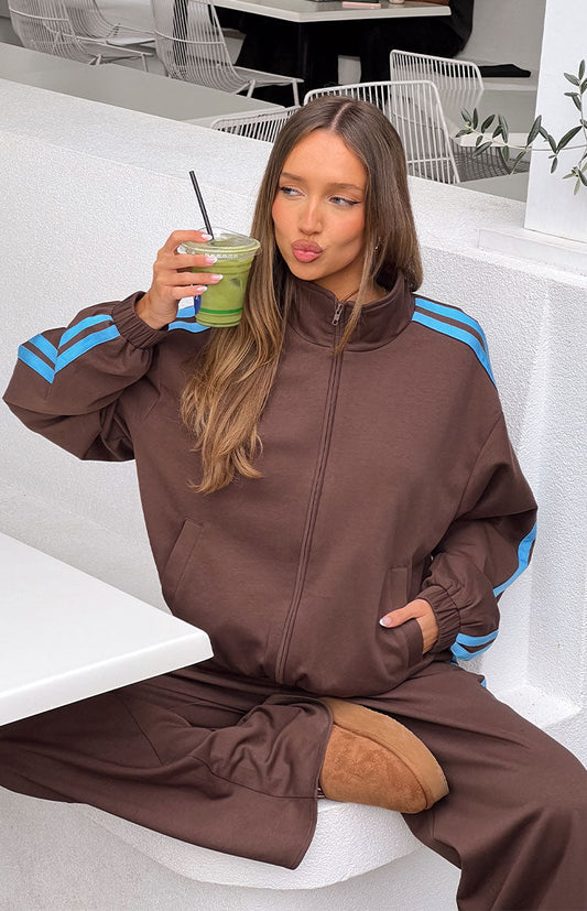 Kosie Chocolate And Blue Stripe Jacket