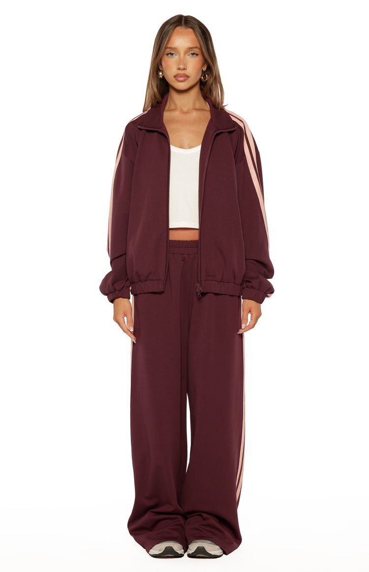 Kosie Burgundy and Pink Stripe Track Pants - PRE ORDER Image