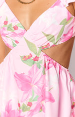 Kyla Pink Lilly Print Mini Dress Image