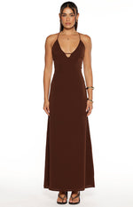 La Jolla Brown V-Neck Maxi Dress Image