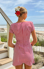 Lauree Red Gingham Button Front Mini Dress Image