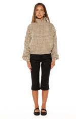 Lee Beige Plaid Funnel Neck Jacket - PRE ORDER Image