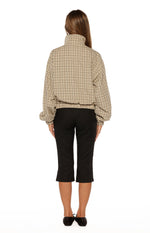 Lee Beige Plaid Funnel Neck Jacket - PRE ORDER Image