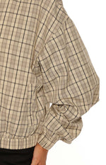 Lee Beige Plaid Funnel Neck Jacket - PRE ORDER Image