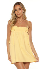 Leone Yellow Shirred Bust Mini Dress Image