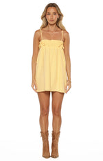 Leone Yellow Shirred Bust Mini Dress Image