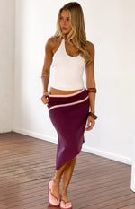 Levi Grape Contrast Bind Asymmetric Skirt Image