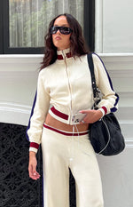 Liberty Cream Knit Jacquard Zip Sweater Image