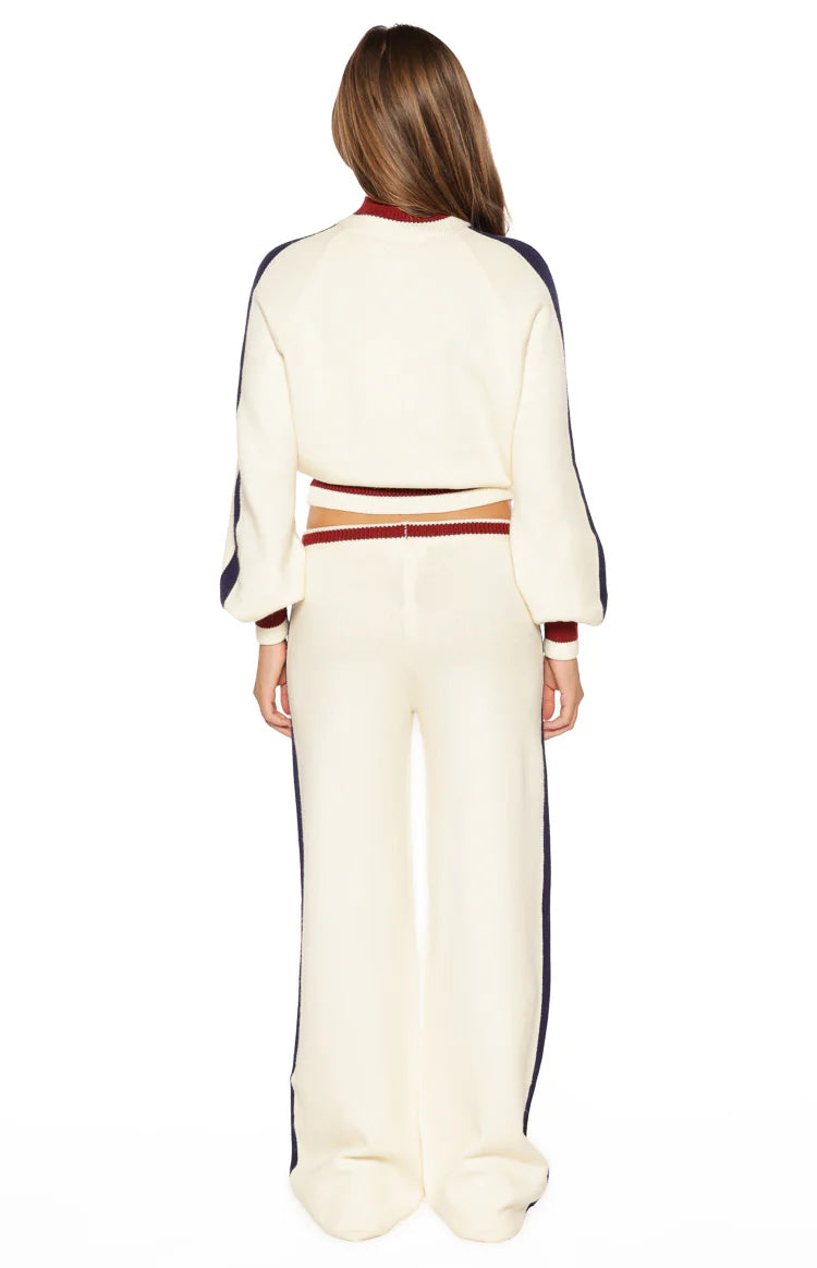 Liberty Cream Knit Jacquard Zip Sweater Image