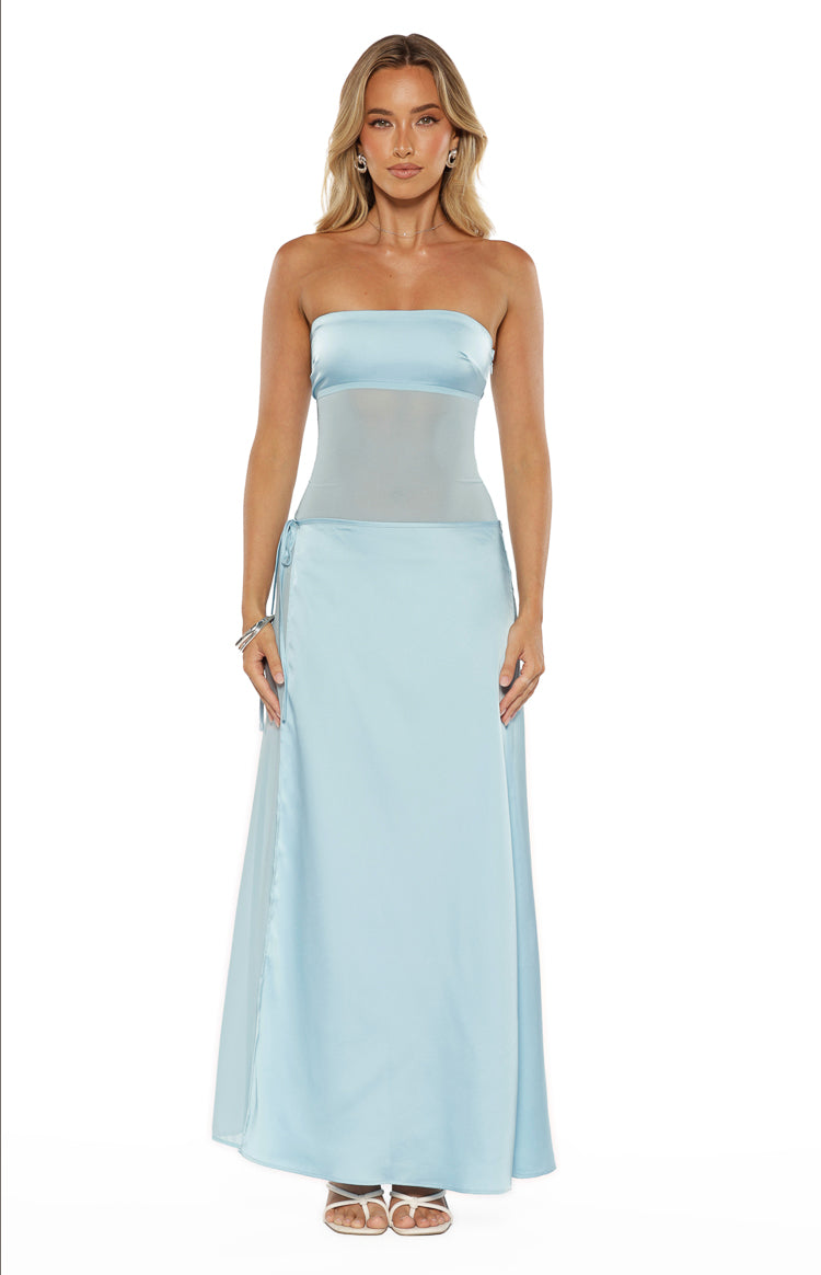 Lidia Blue Wrap Front Maxi Dress Image