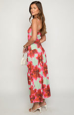 Lilliana Green Floral Print Maxi Dress Image