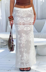 Lillie White Crochet Lace Maxi Skirt Image