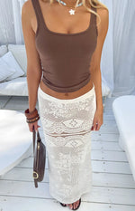 Lillie White Crochet Lace Maxi Skirt Image