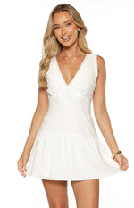 Lola White Cotton Broderie Detail Mini Dress Image
