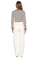 Lottie Chocolate Stripe Round Neck Cardigan Image
