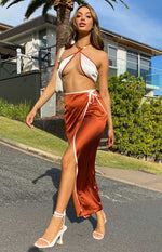 Lou Wrap Maxi Skirt Brown Image