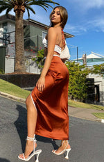 Lou Wrap Maxi Skirt Brown Image
