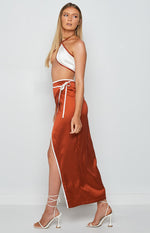 Lou Wrap Maxi Skirt Brown Image
