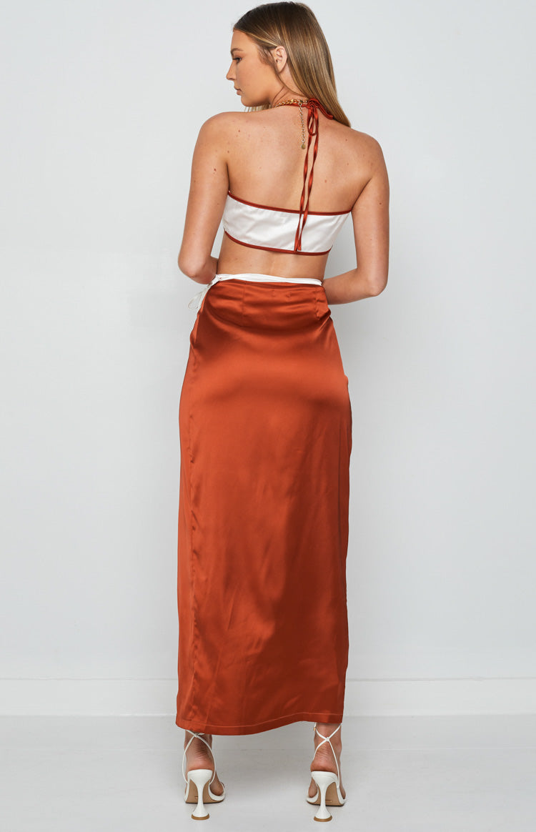 Lou Wrap Maxi Skirt Brown Image