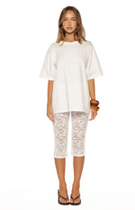 Lydia White Lace Mid Rise Capri Pants Image