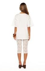 Lydia White Lace Mid Rise Capri Pants Image