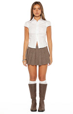 Maggie Brown Herringbone Mini Skirt Image