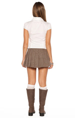 Maggie Brown Herringbone Mini Skirt Image