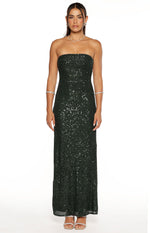 Maiah Emerald Green Sequin Maxi Dress Image