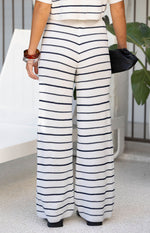 Maple White Navy Stripe Knit Pants Image