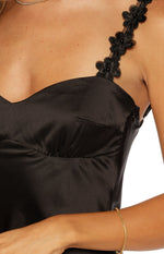 Marbelle Black Satin Mini Dress Image