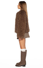 Margot Brown Shaggy Fur Jacket Image