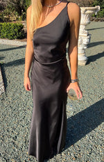 Marriot Black One Shoulder Formal Maxi Dress Image