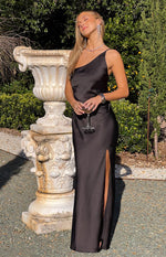 Marriot Black One Shoulder Formal Maxi Dress Image