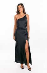 Marriot Black One Shoulder Formal Maxi Dress Image