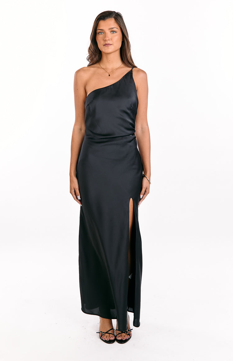 Marriot Black One Shoulder Formal Maxi Dress Image